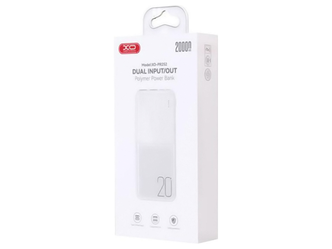 Универсальная мобильная батарея Power Bank XO PR252 Lighted Mobile Power 20000mAh, цвет белый