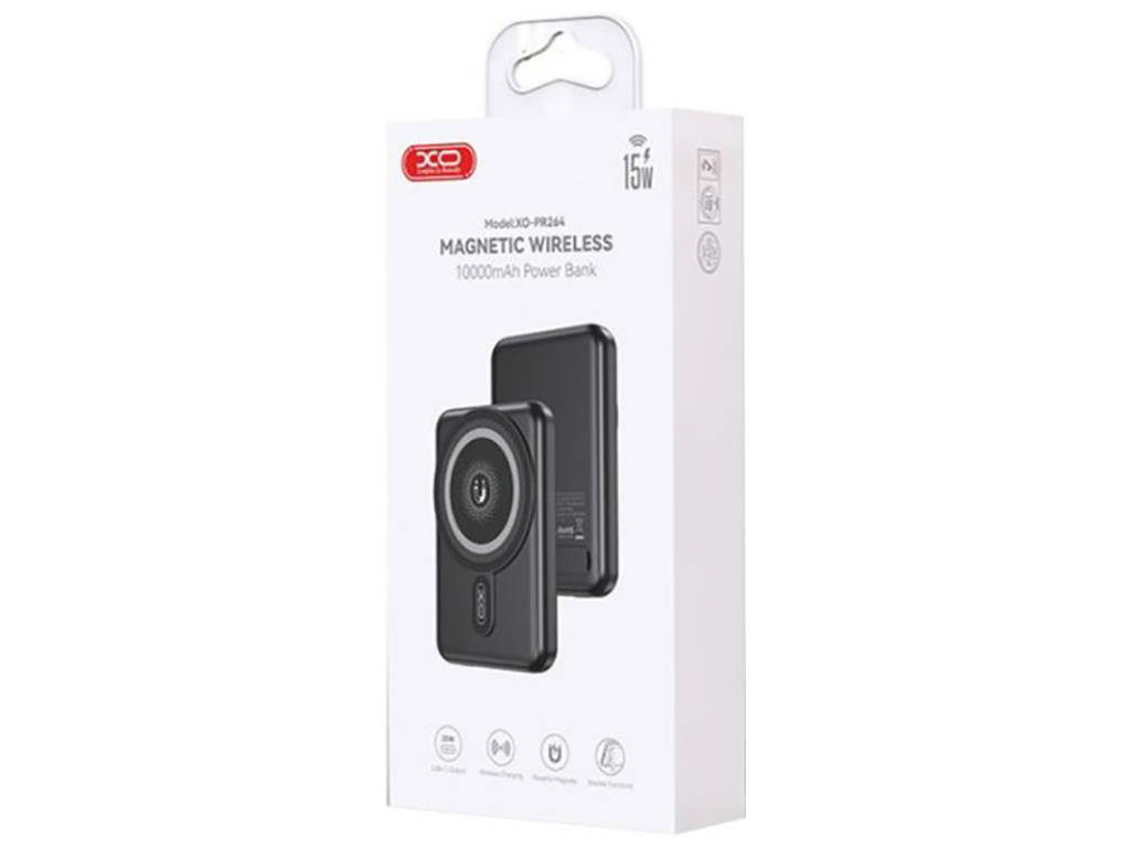 Универсальная мобильная батарея Power Bank XO PR264 Magnetic, 10000mAh, цвет черный