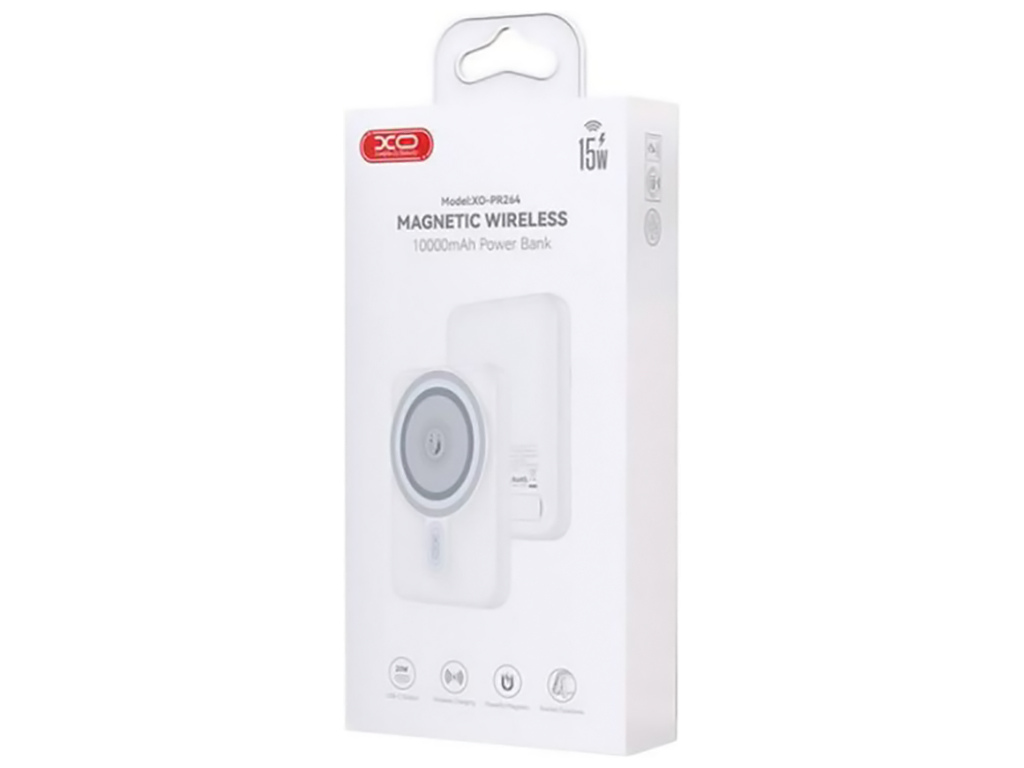Универсальная мобильная батарея Power Bank XO PR264 Magnetic 15W, 10000mAh, цвет белый