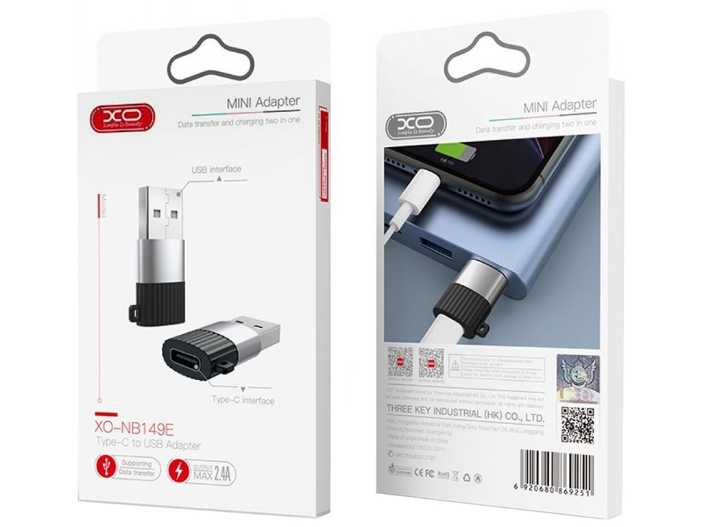 Переходник XO NB149-E TYPE C to USB2.0 connector Цвет Черный