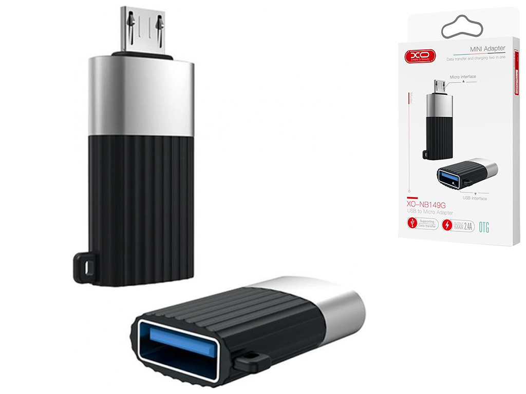 Переходник XO NB149-G USB2.0 TO MICRO connector Цвет Черный
