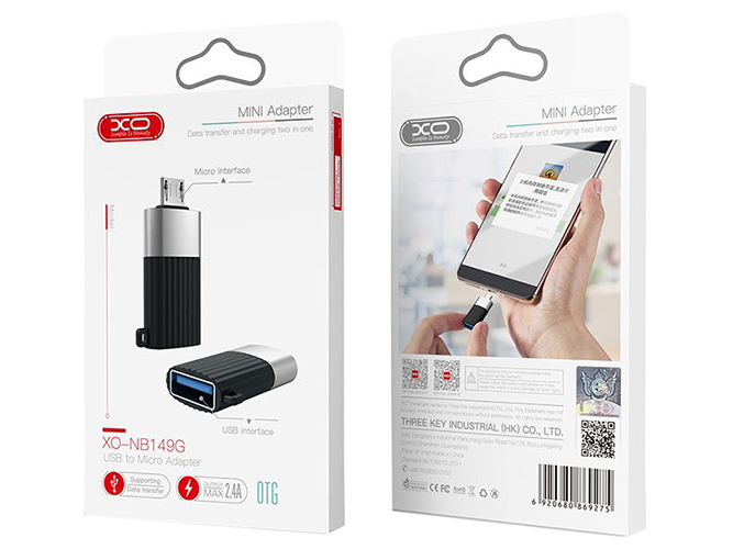 Переходник XO NB149-G USB2.0 TO MICRO connector Цвет Черный