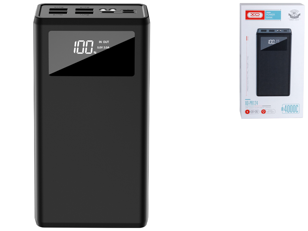 Універсальна Мобільна Батарея XO PR124 Digital Display 40000 mAh Колір Чорний