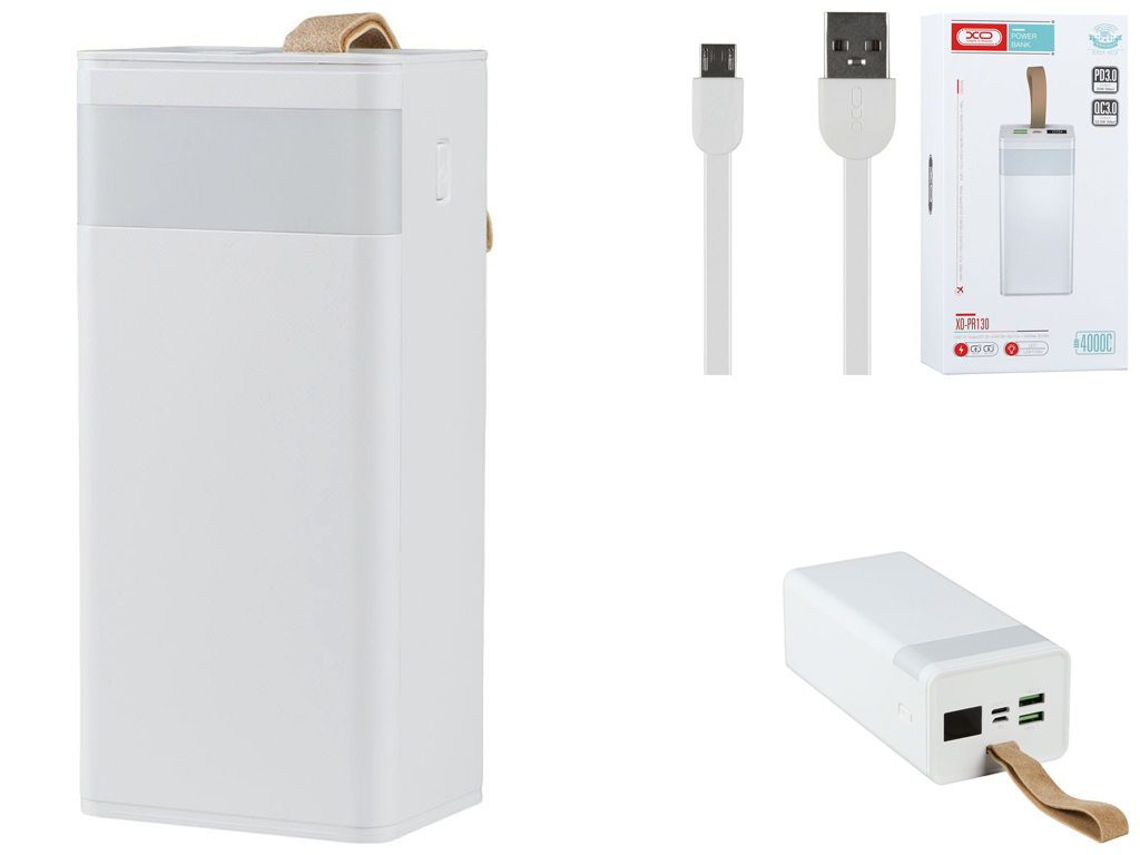 Power Bank XO PR130 PD 20W QC 22.5W 40000 mAh, Белый