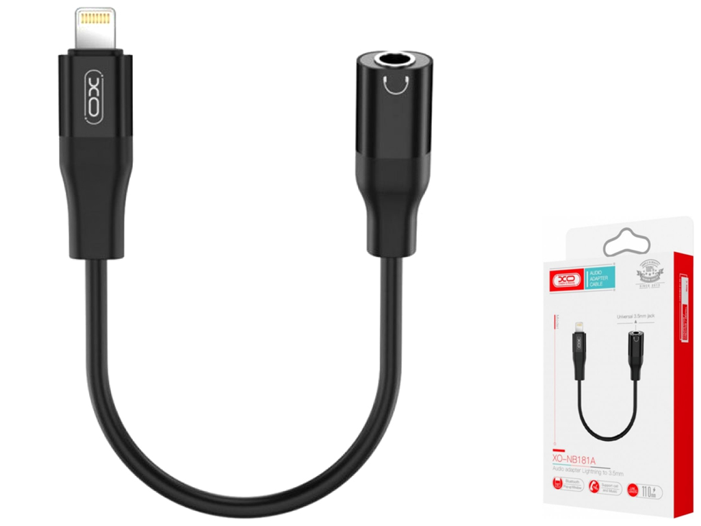 Перехідник XO NB181A audio adapter Lightning to3.5мм Колір Чорний