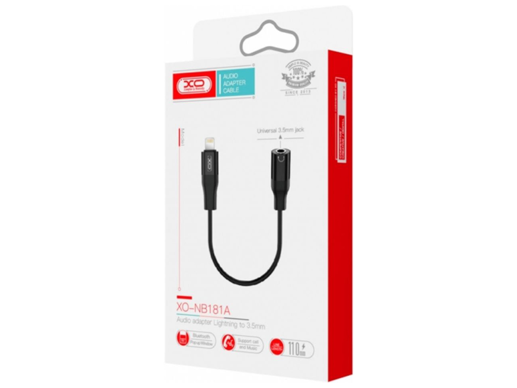 Перехідник XO NB181A audio adapter Lightning to3.5мм Колір Чорний