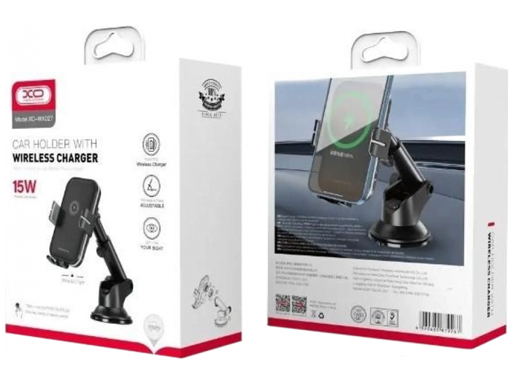 Автодержатель XO WX027 Wireless 15W Цвет Черный