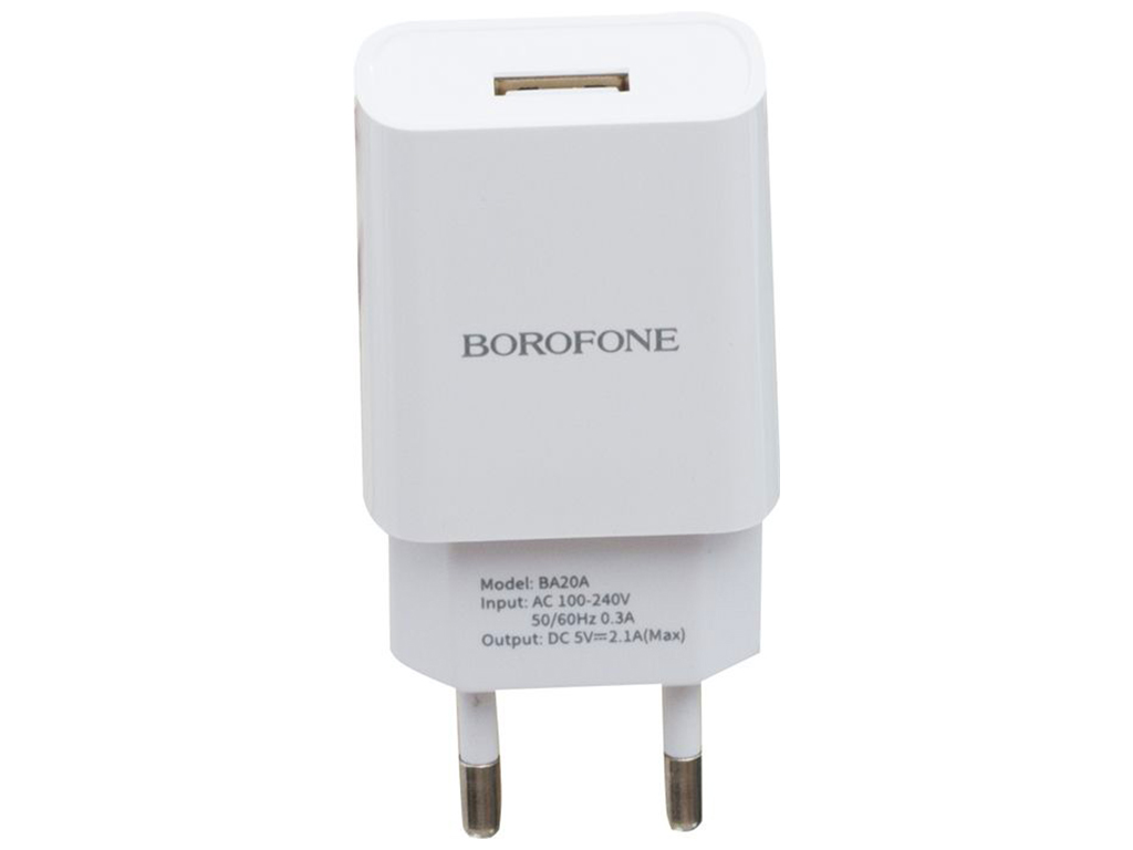 Мережевий зарядний пристрій Borofone BA20A Micro 1USB 2.1A Колір Білий
