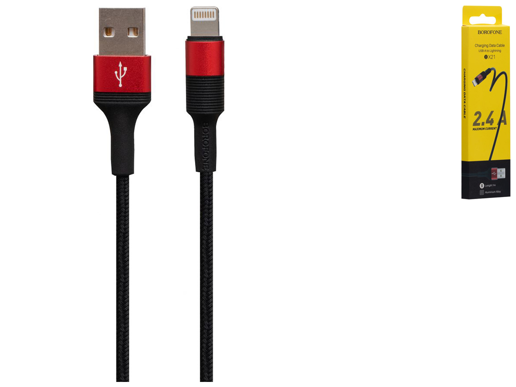 Кабель USB Borofone BX21 Lightning, Червоний