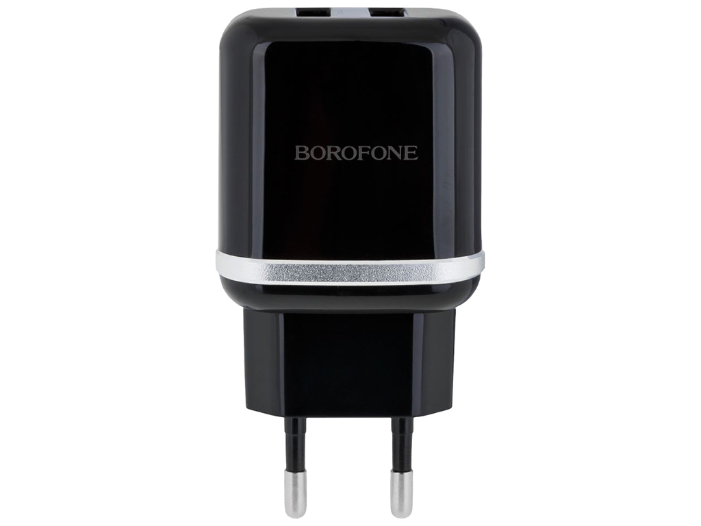 Мережевий Зарядний Пристрій Borofone BA25A Lightning 2USB 2.4A, Колір Чорний