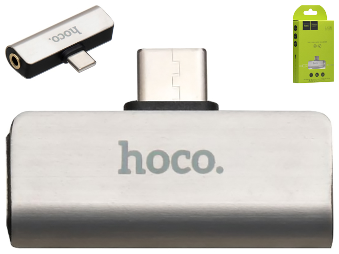 Перехідник Hoco LS26 Type-C 2in1 Audio Converter, Сталевий