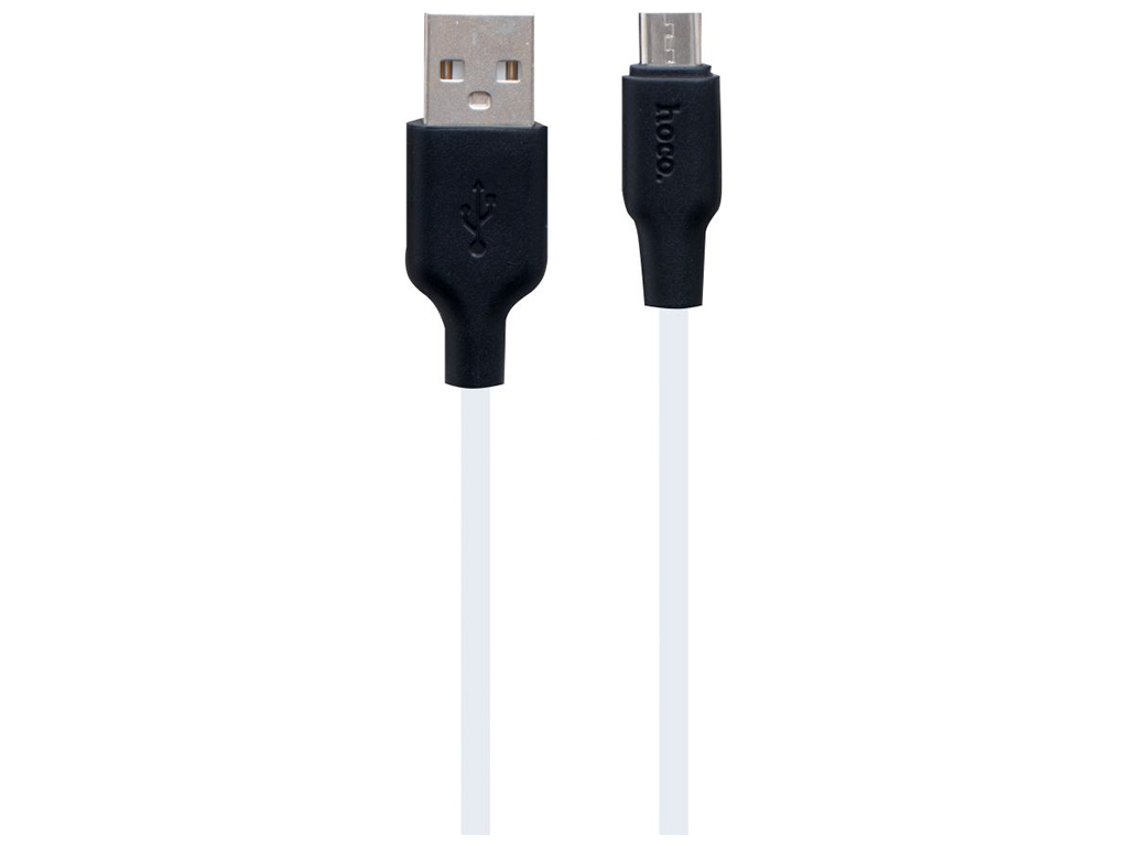 Кабель USB Hoco X21 Plus Silicone Micro 2m, Чёрно-Белый
