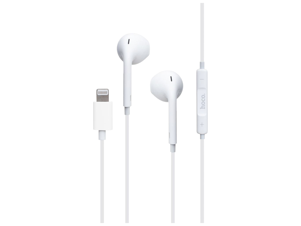 Проводные наушники Hoco L7 Plus, Lightning, микрофон, кнопка вызова, кабель1,2м, цвет белый