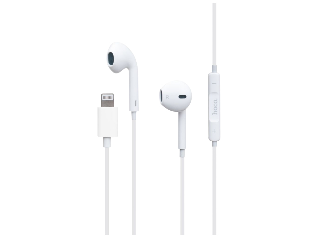 Проводные наушники Hoco L7 Plus, Lightning, микрофон, кнопка вызова, кабель1,2м, цвет белый