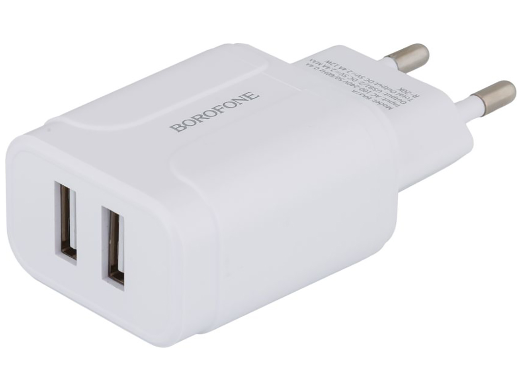 Мережевий зарядний пристрій Borofone BA37A Micro 2USB 2.4A Колір Білий