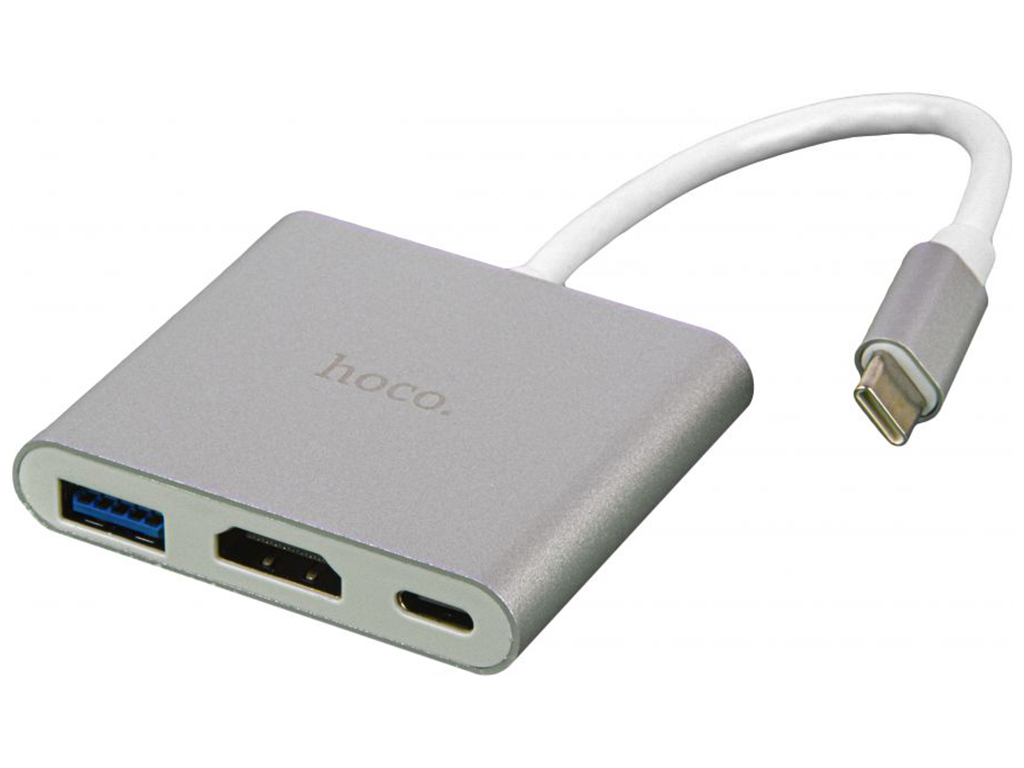 Переходник Hoco HB14 Type-C to USB3.0+HDMI+PD Цвет Стальной