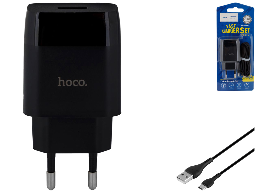 Сетевое Зарядное Устройство Hoco C72A Type-C 2.1A Чёрный