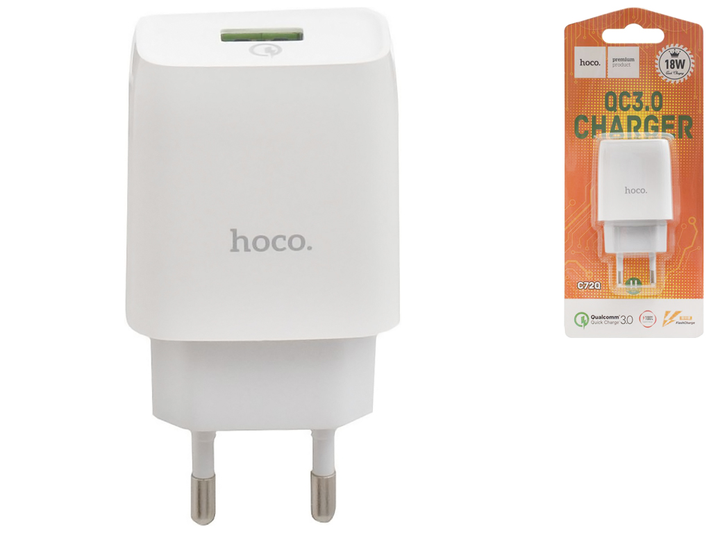 Мережевий Зарядний Пристрій Hoco C72Q Glorious QC3.0 18W, Колір Білий
