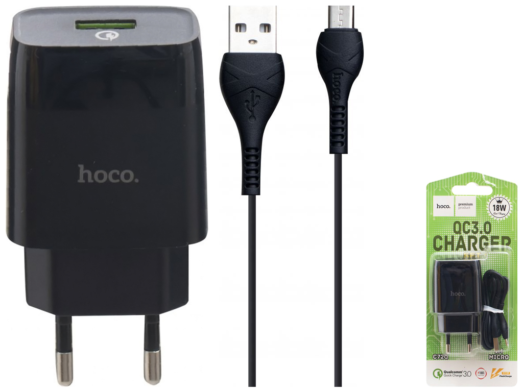 Сетевое Зарядное Устройство Hoco C72Q Glorious QC3.0 Micro Цвет Черный