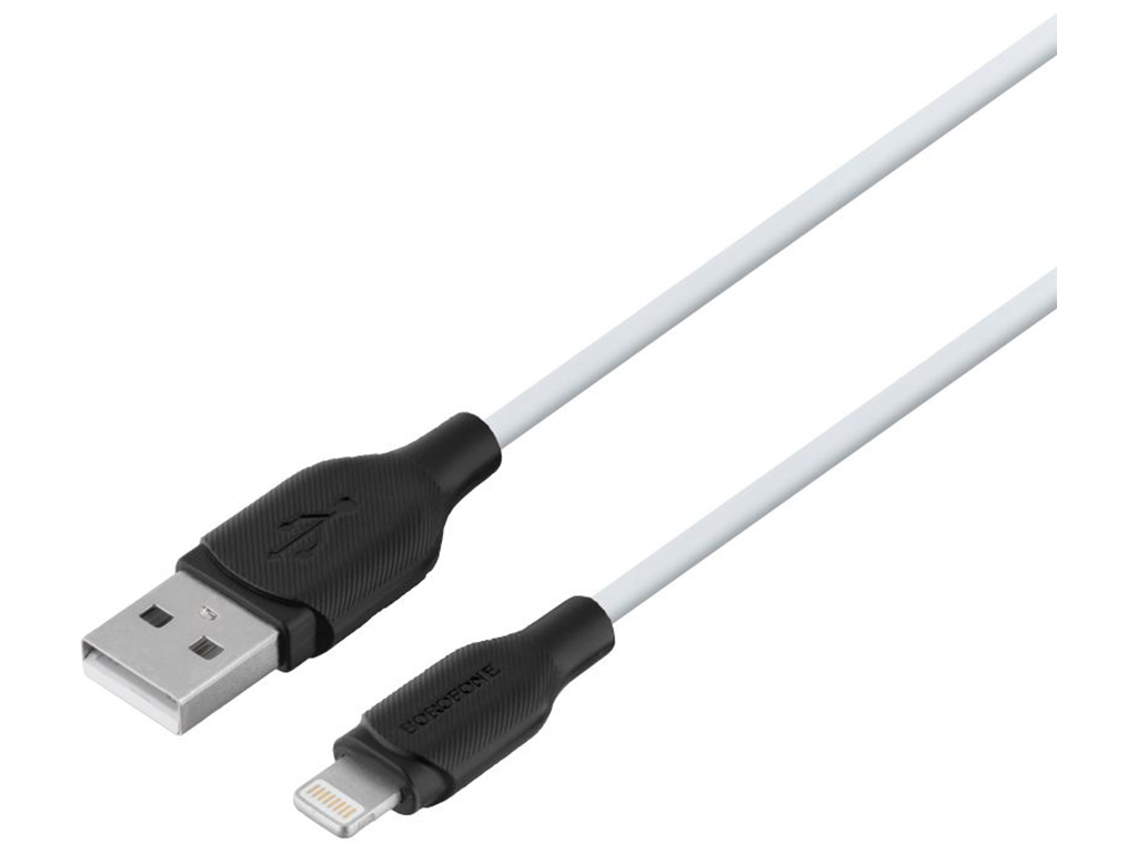 Кабель USB Borofone BX42 Silicone Lightning, Бiлий