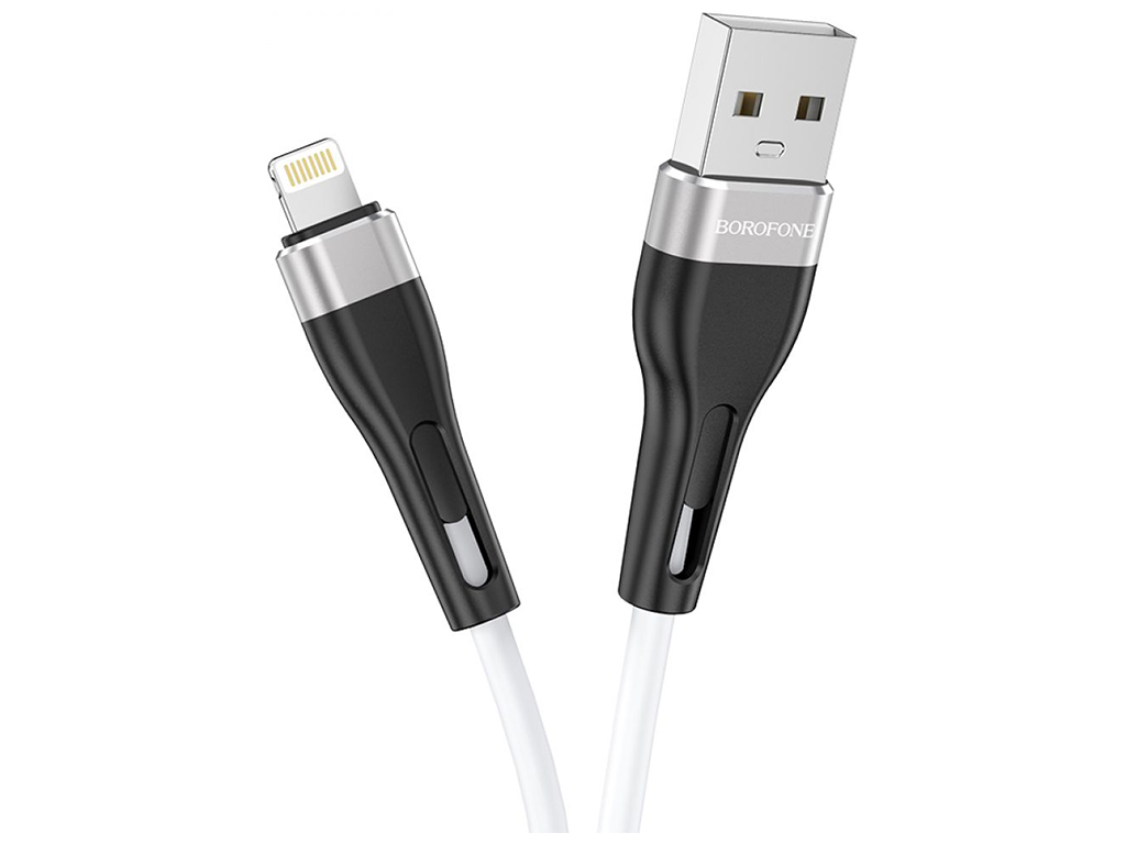 Кабель USB Borofone BX46 Rush silicone Lightning, Бiлий