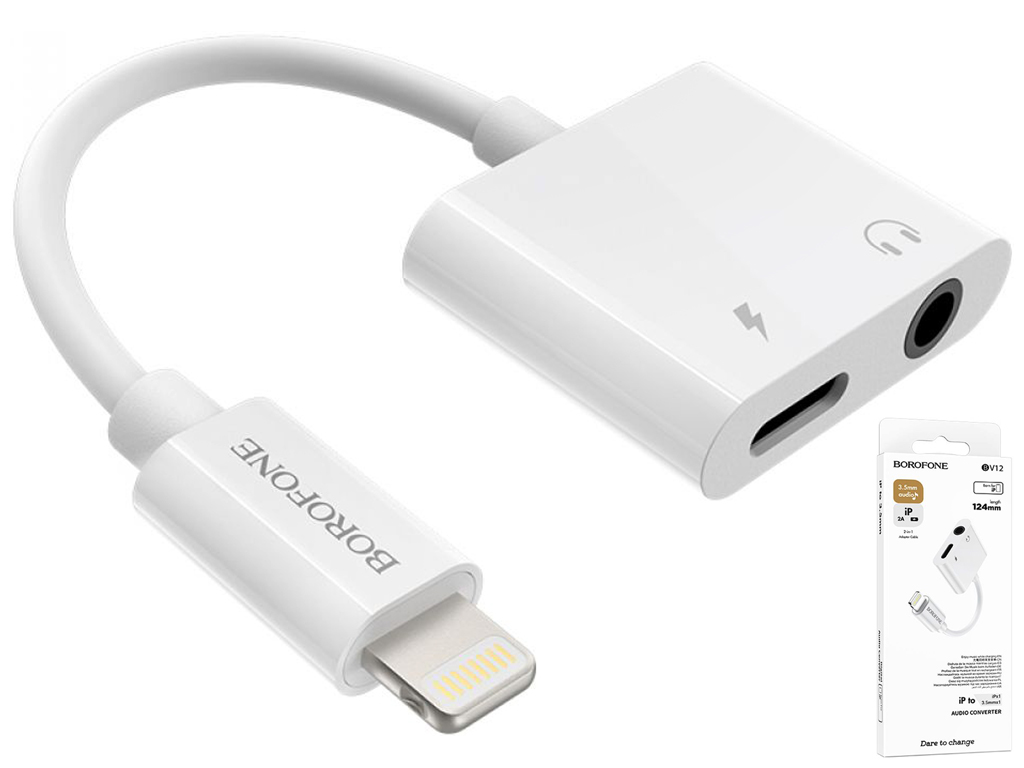 Перехідник Borofone BV12 Lightning to 3.5 Digital audio converter Колір Бiлий