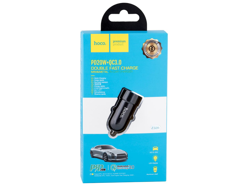 Авто Зарядное Устройство Hoco Z32B Speed UP PD 20W+QC3.0 Цвет Черный