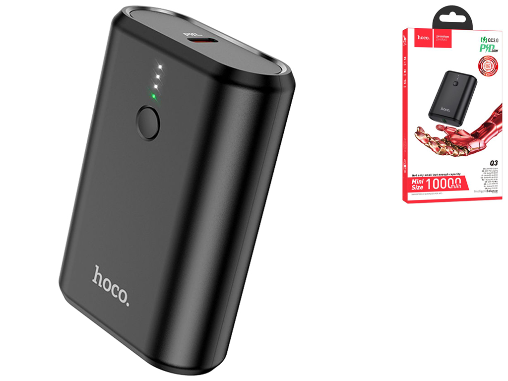 Универсальная мобильная батарея Power Bank Hoco Q3 18W+PD20W 10000mAh, цвет черный