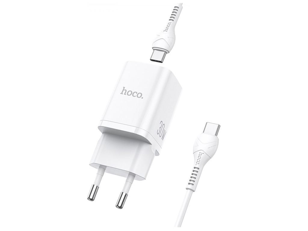 Мережевий зарядний пристрій Hoco N13 PD30W+QC3.0 Type-C To Type-C Колір Бiлий