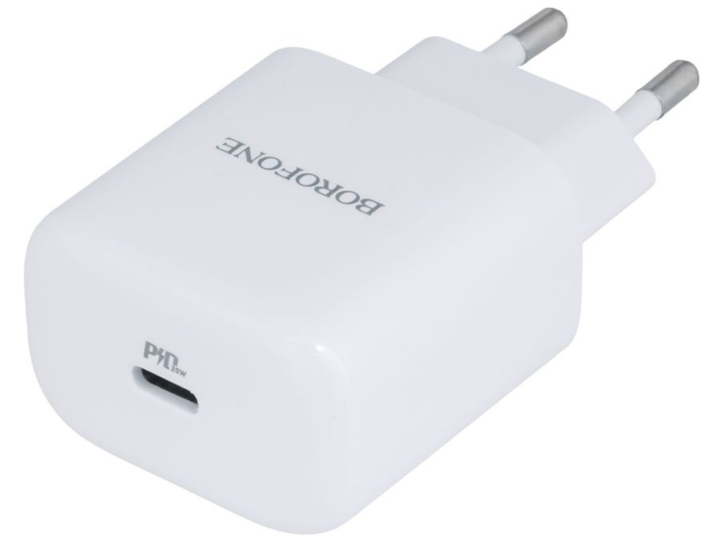 Мережевий зарядний пристрій Borofone BN3 Premium PD 20W QC3.0 Колір Бiлий