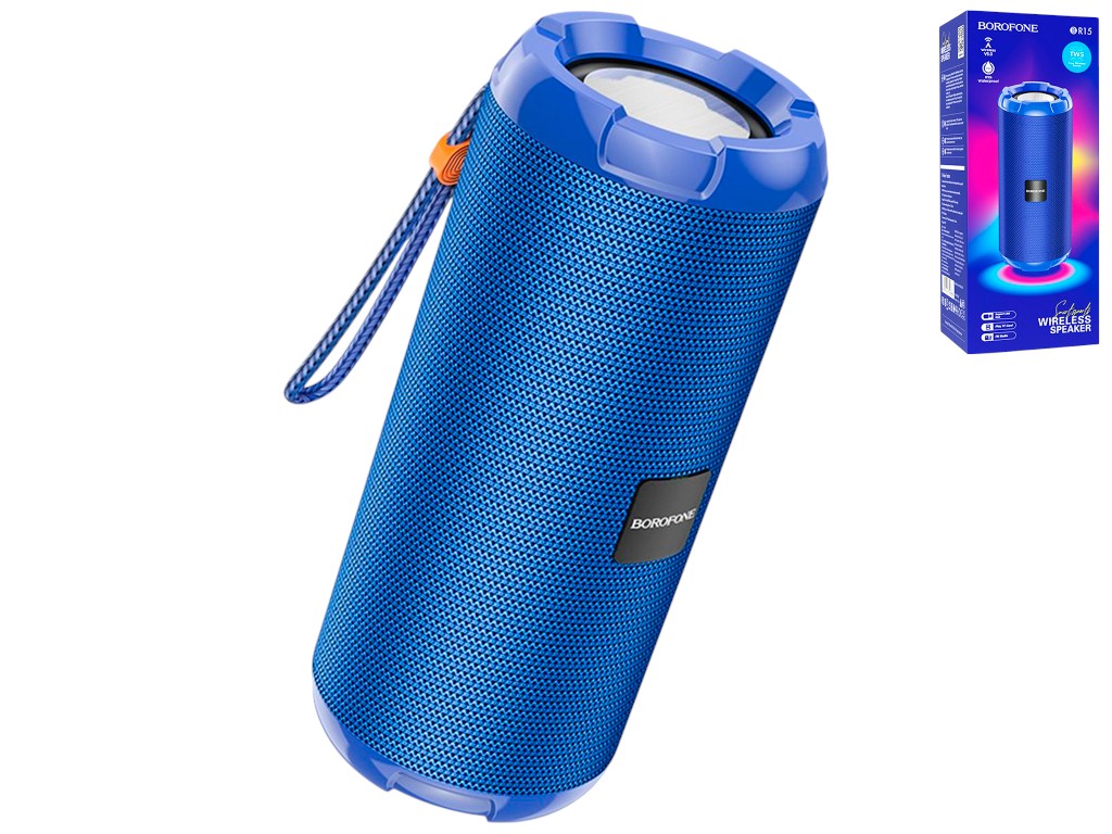 Портативная колонка Borofone BR15, Bluetooth 5.0, 1200 мАч, защита IPX5, 162×70×70мм, цвет синий