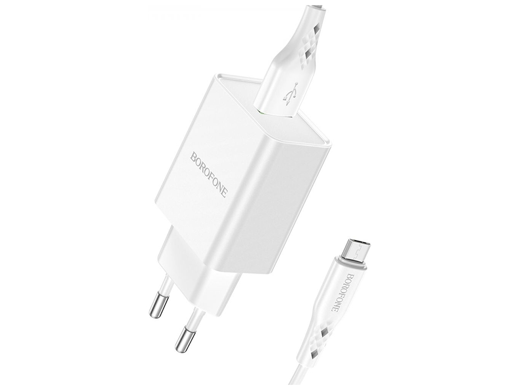 Мережевий зарядний пристрій Borofone BN5 18W QC3.0 Micro Колір Бiлий