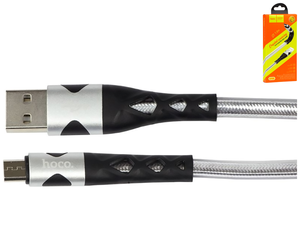 Кабель USB Hoco U105 Micro 1.2m, Стальной