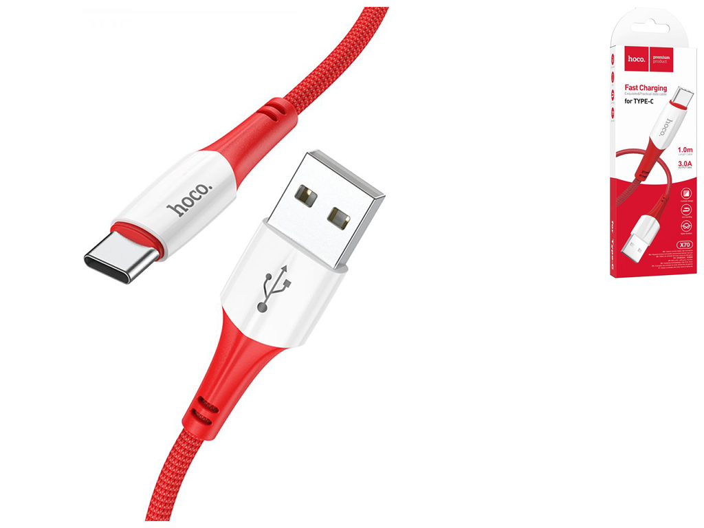 Кабель USB Hoco X70 Ferry Type-C 3A Колір Червоний