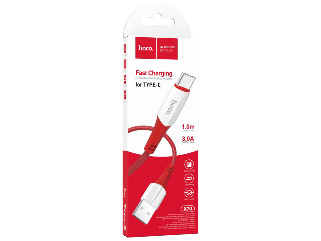 Кабель USB Hoco X70 Ferry Type-C 3A Колір Червоний