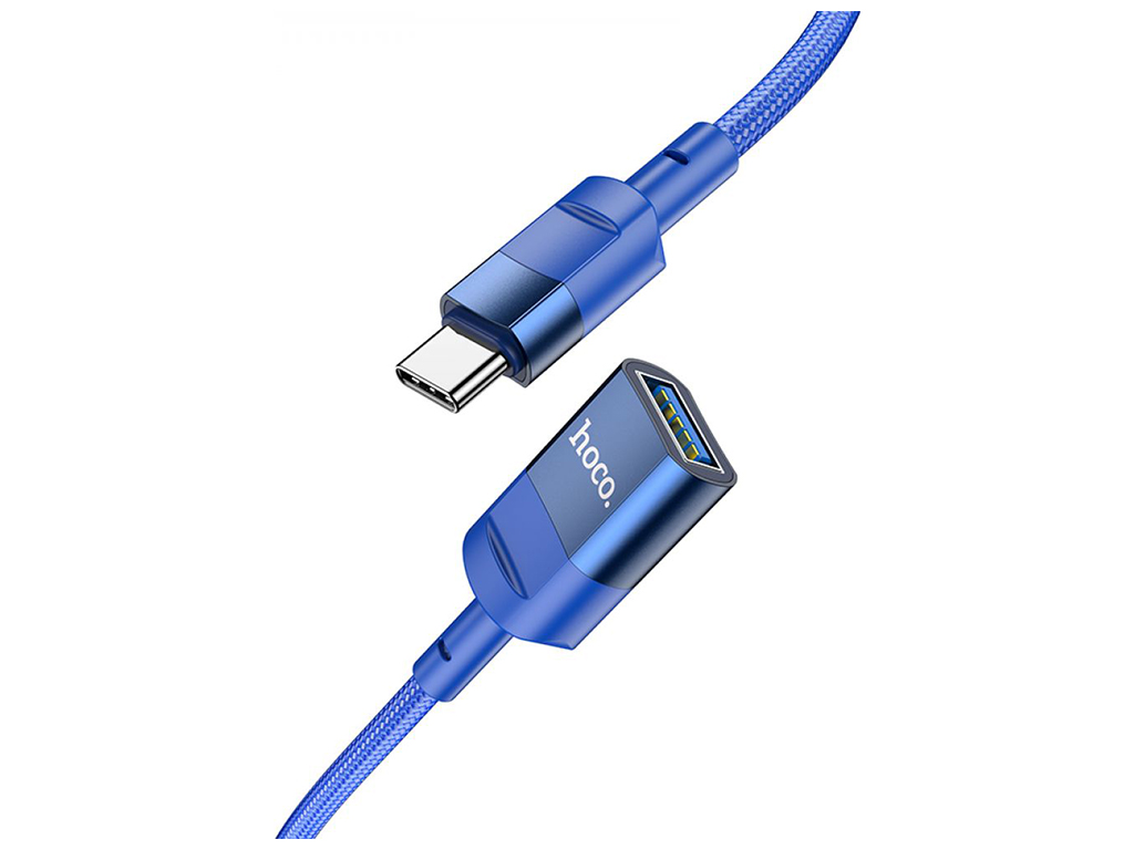 USB Подовжувач Hoco U107 Type-C male to USB female USB3.0, Синiй