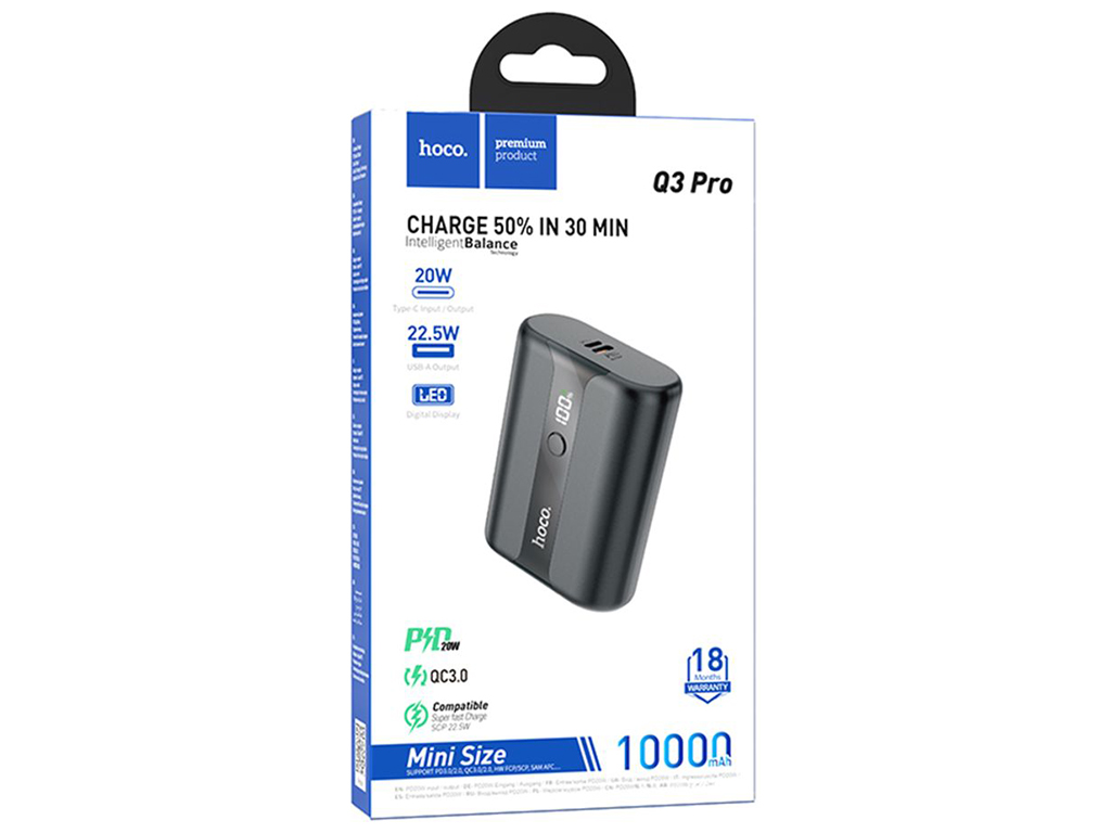 Універсальна мобільна батарея Power Bank Hoco Q3 Pro 22.5W+PD20W 10000mAh, колір чорний