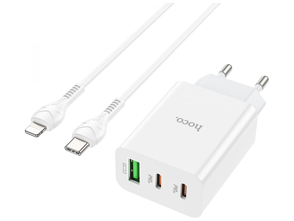 Сетевое зарядное устройство Hoco C99A PD20W+QC3.0 Type C to Lightning Цвет Белый