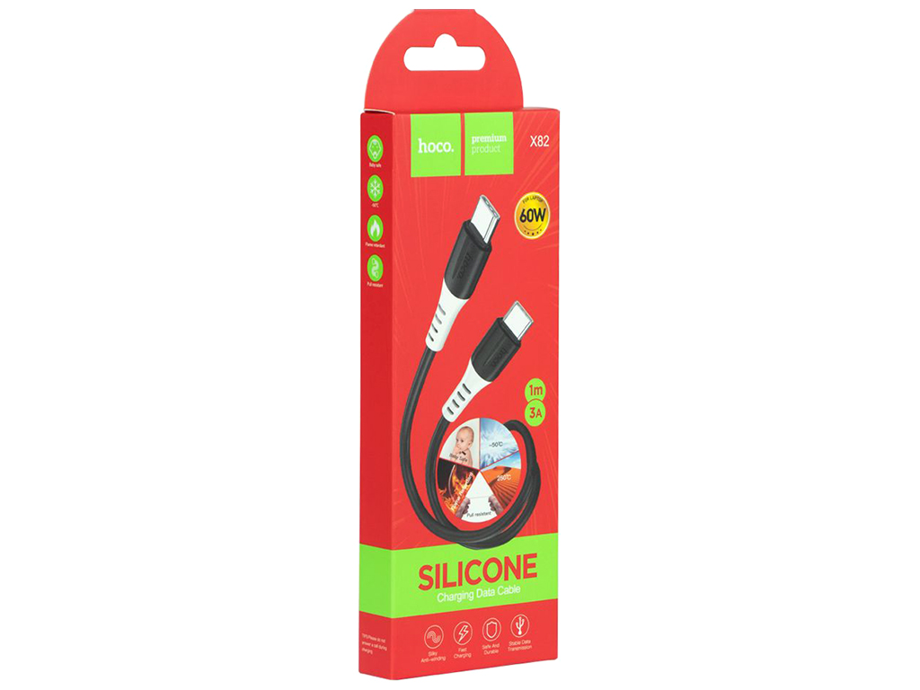 Кабель USB Hoco X82 60W Type-C to Type-C, Чёрный