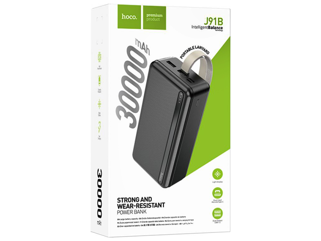 Универсальная Мобильная Батарея Hoco J91B 30000 mAh, Black