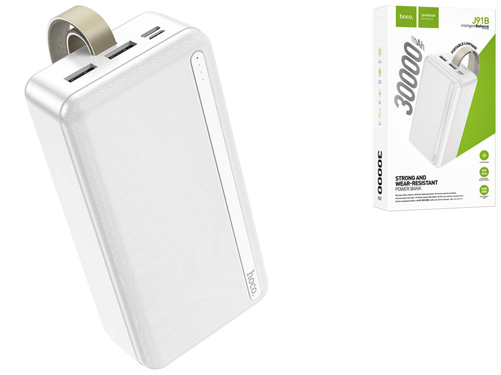 Универсальная Мобильная Батарея Hoco J91B 30000 mAh, White