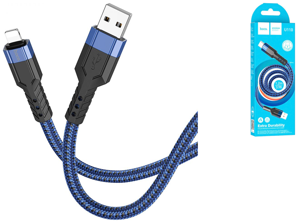 Кабель USB Hoco U110 Lightning 1.2m, Синий