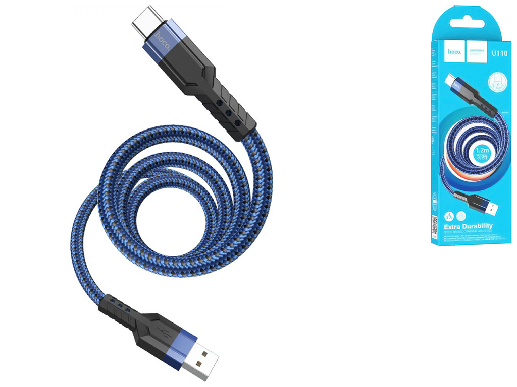 Кабель USB Hoco U110 Type-C 1.2м, Синий