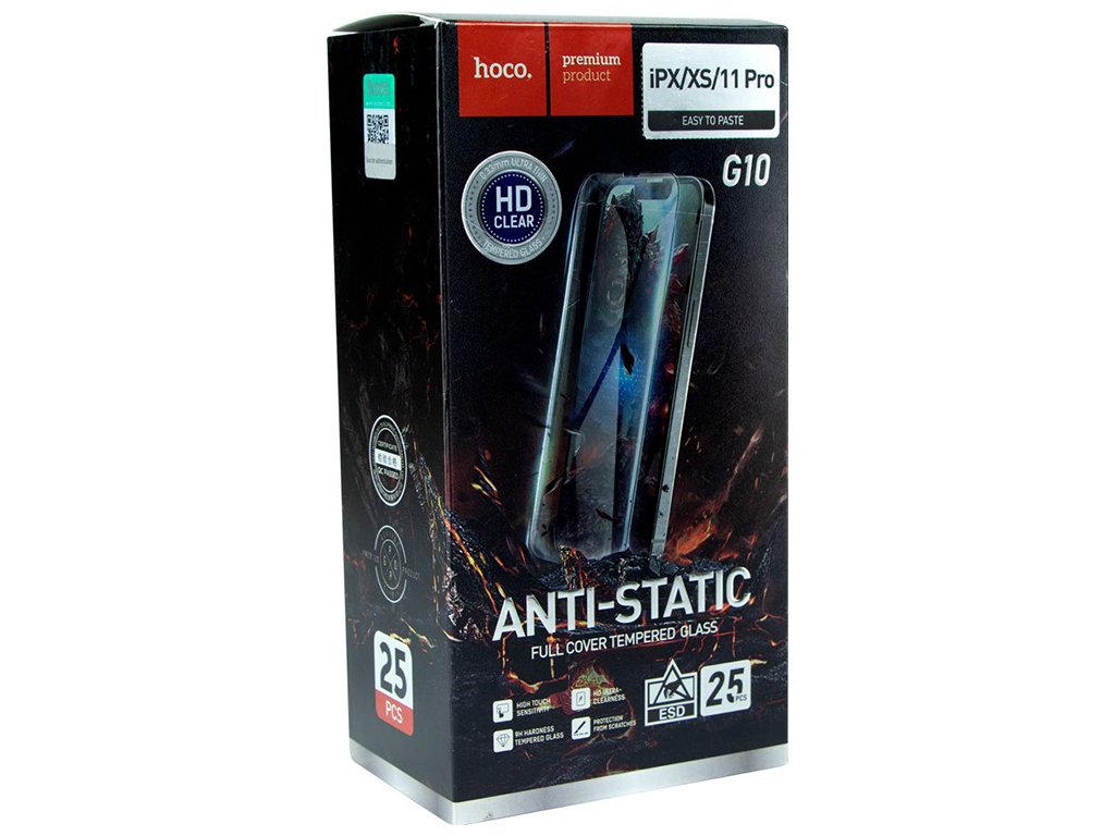 Захисне скло Hoco G10 HD Anti-static for Apple Iphone X/XS/11 Pro 25 шт Колір Чорний