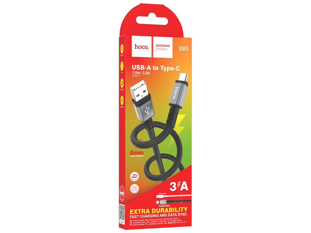 Кабель USB Hoco X85 Type-C, Чорний