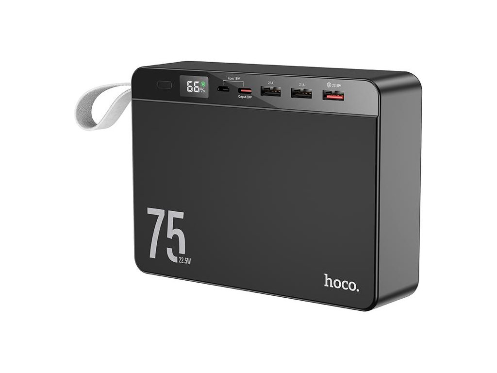 Power Bank Hoco J94 Overlord 22.5W, 75000mAh, литий-полимерный, LED-дисплей, фонарик, ABS+PC, черный
