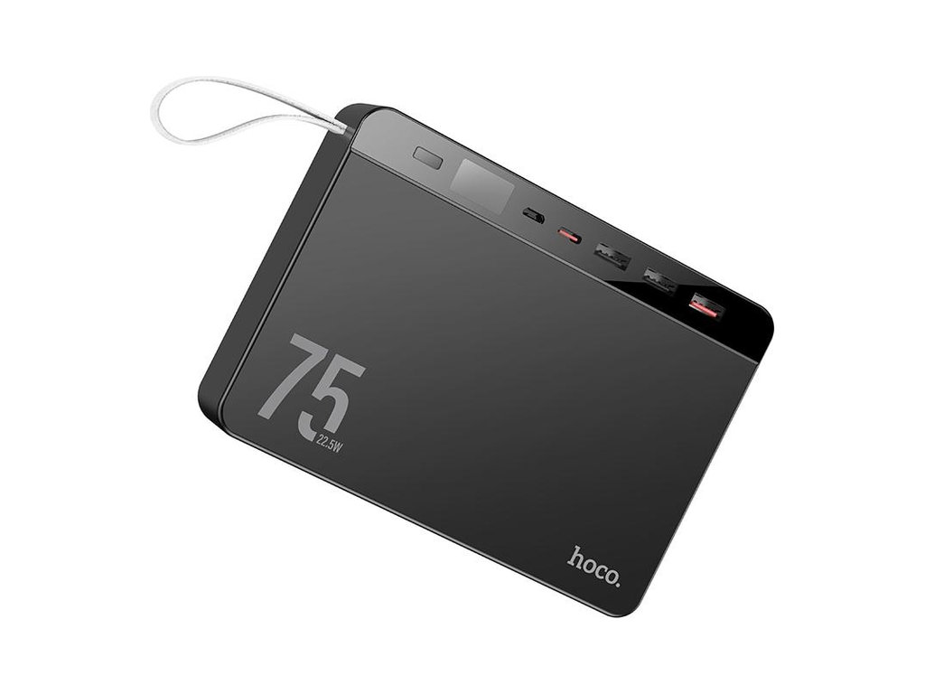 Power Bank Hoco J94 Overlord 22.5W, 75000mAh, литий-полимерный, LED-дисплей, фонарик, ABS+PC, черный