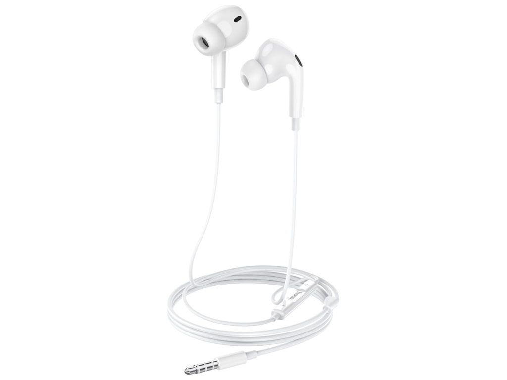 Наушники Hoco M101 Pro, проводные, с микрофоном, jack 3.5, 1,2м, цвет белый