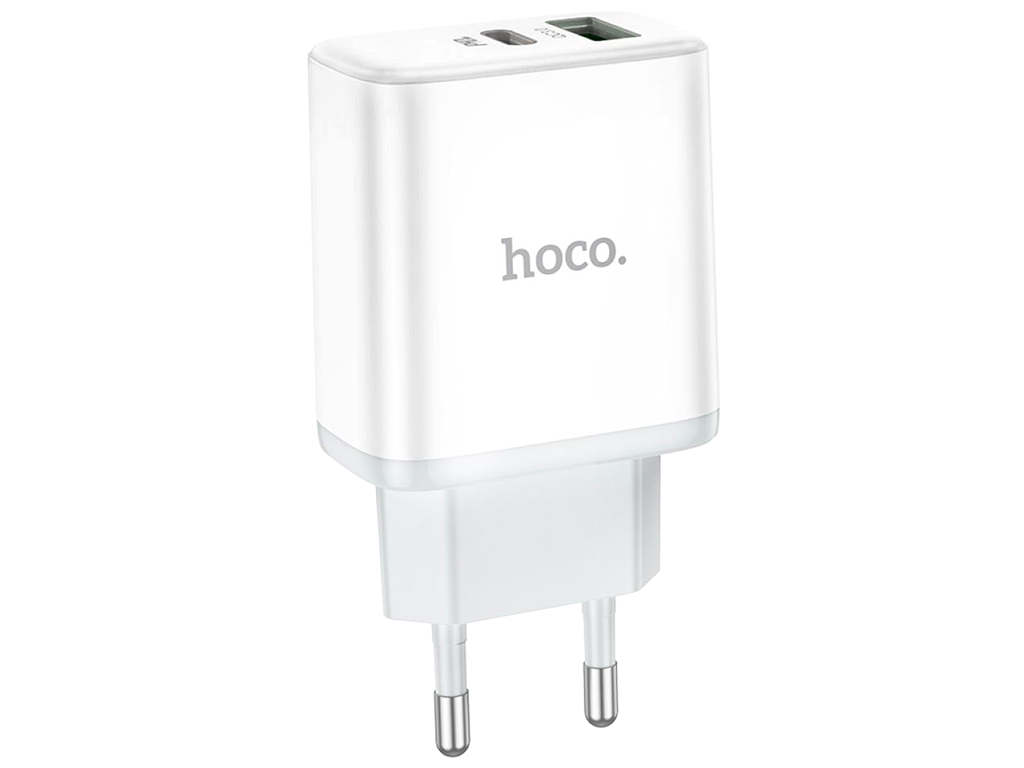 Мережевий Зарядний Пристрій Hoco C105A Stage dual port PD20W+QC3.0, Колір Бiлий