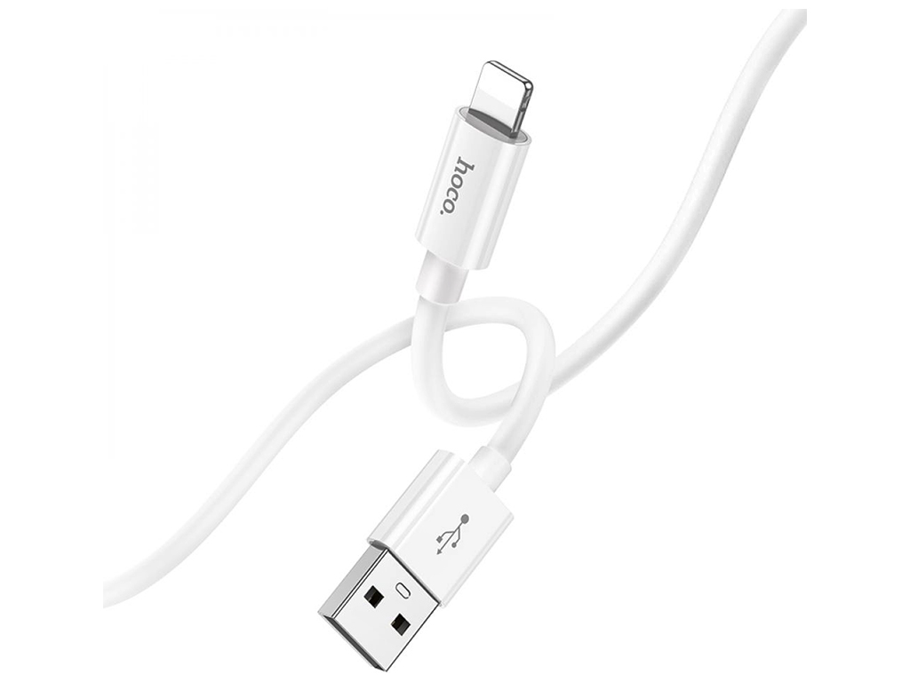 Кабель USB Hoco X87 Magic silicone Lightning, Бiлий